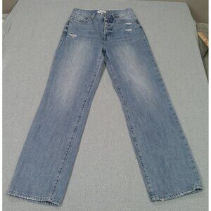 Pistola Jeans Womens 26 Charlie High Rise Distressed Light Wash Button Fly